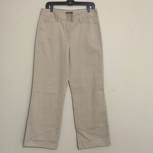 Lands' End Khaki Trousers mid rise wide leg women 10 casual office retro school